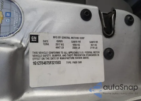 2005 Chevrolet Malibu Maxx Ls z USA, uszkodzony, nr VIN 1G1ZT64875F221593